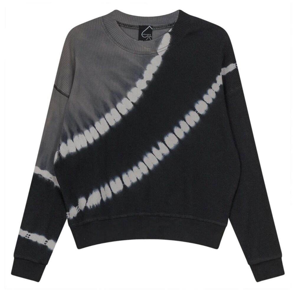 NEW Spades Women’s Dip Dye Long Drop Shoulder Sleeve Tee Shirt in Black / Grey